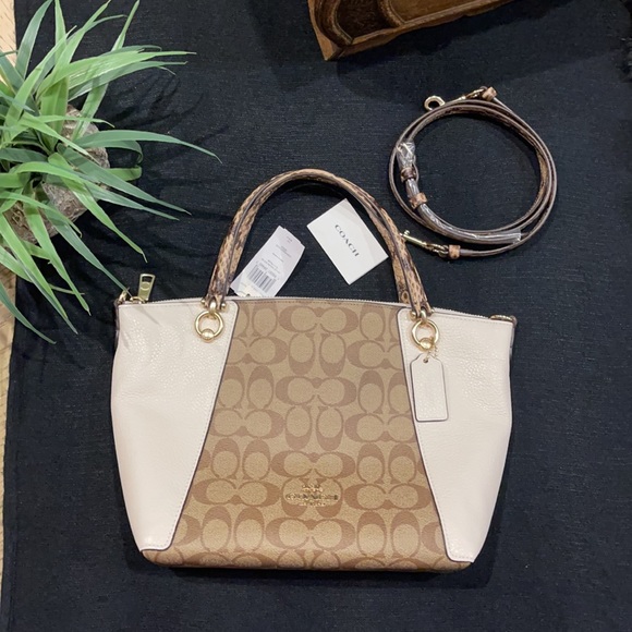 Coach Kacey Satchel In Colorblock Signature Canvas - Picture 12 of 12